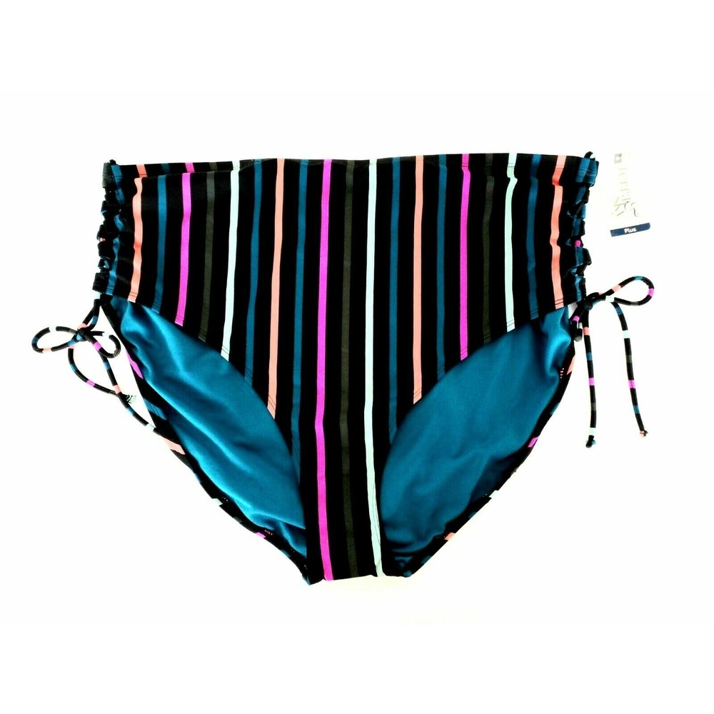 NEW‎ Terra & Sky Plus Striped High Waist Tummy swim Bikini Bottom 3X (24W-26W)